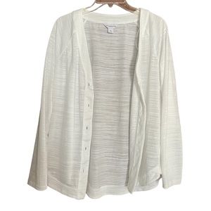 Women’s Sz M Liz Claiborne White Button Up Top Shirt